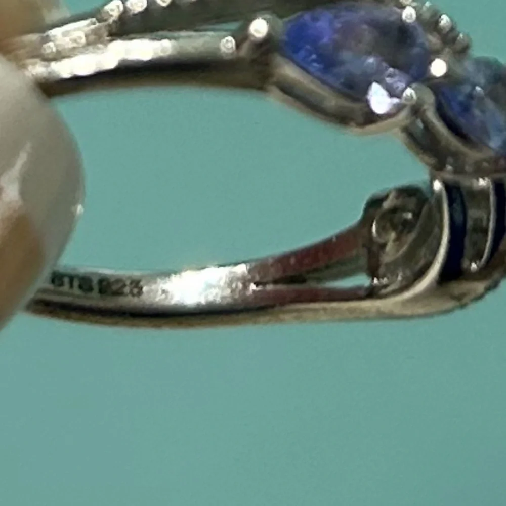 Rare Blue Tanzanite Silver Ring SZ 6 - Picture 7 of 8